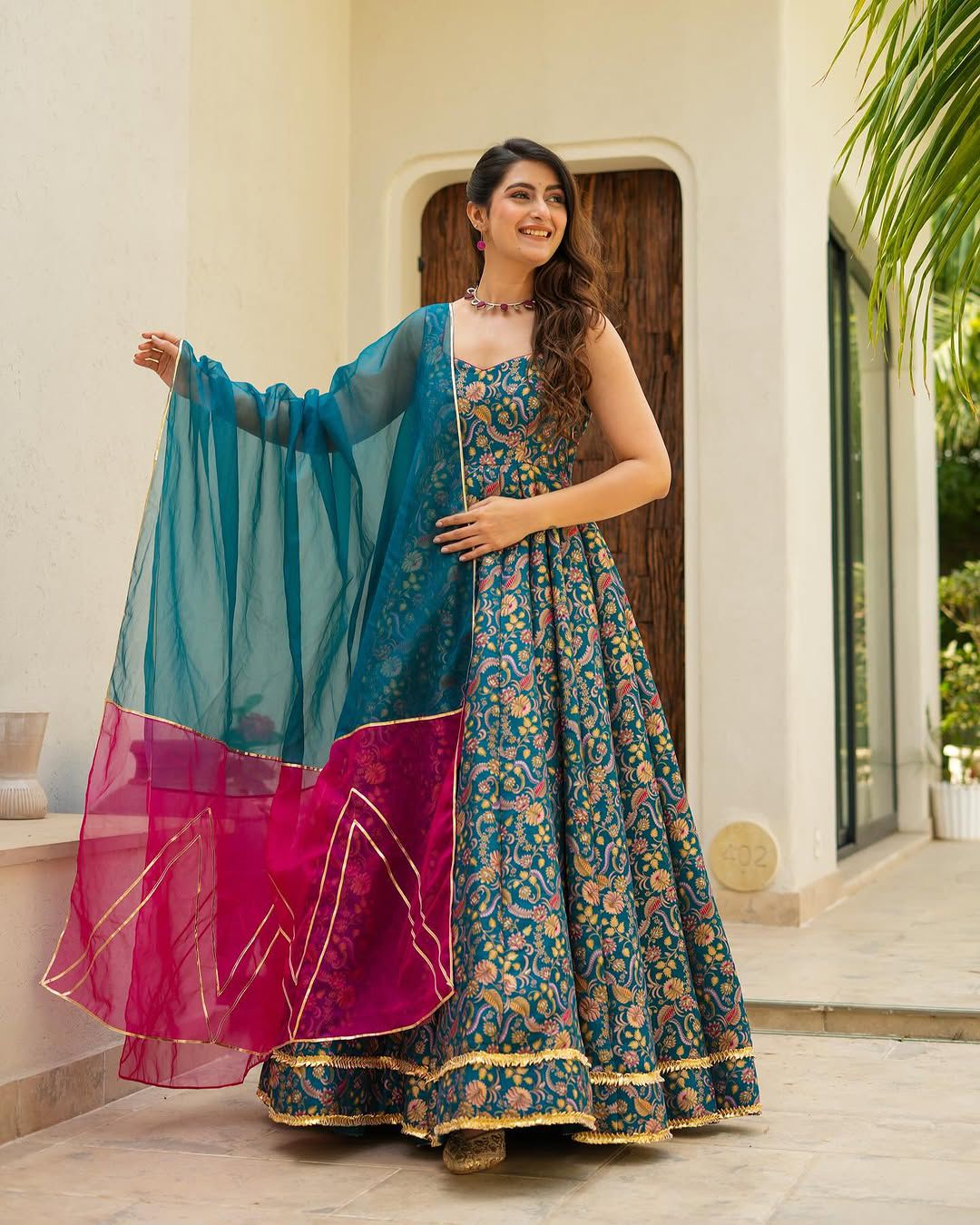 PRETTY DESIGNER JIMMY OREANZA SILK ANARKALI GOWN
