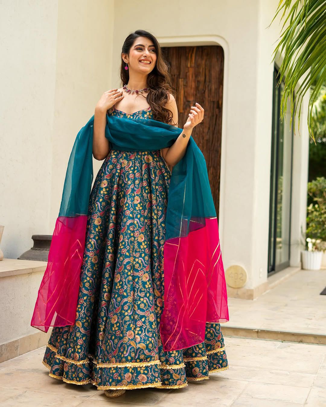 PRETTY DESIGNER JIMMY OREANZA SILK ANARKALI GOWN