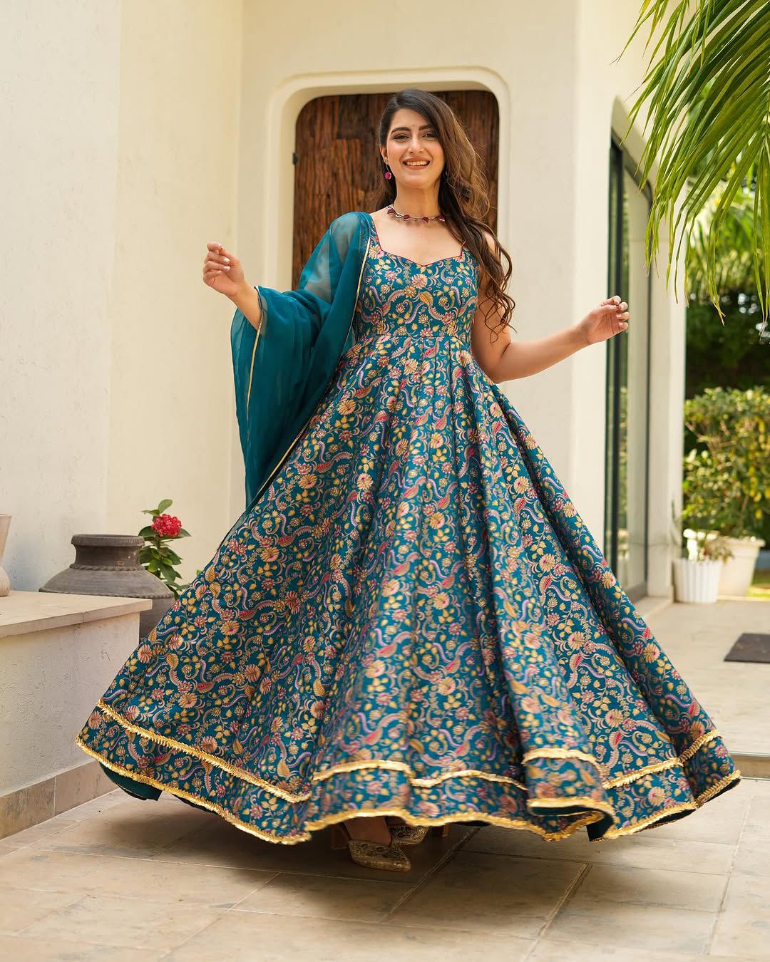 PRETTY DESIGNER JIMMY OREANZA SILK ANARKALI GOWN